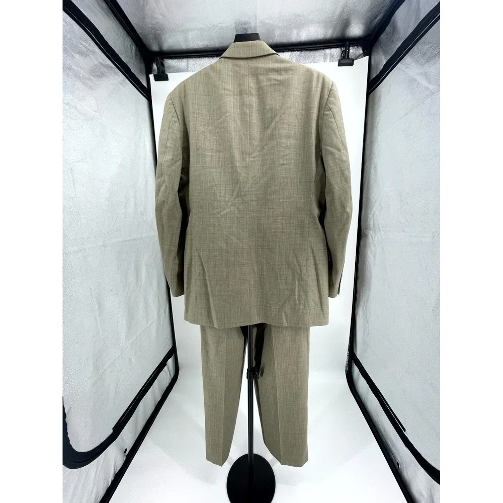 Stafford 2 Piece Suit Set Men 36L Brown Lined Wool 2-Button Notch Lapel Business